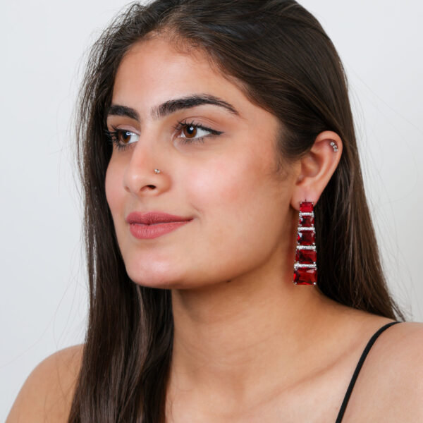ruby block earrings