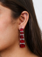 ruby block earrings